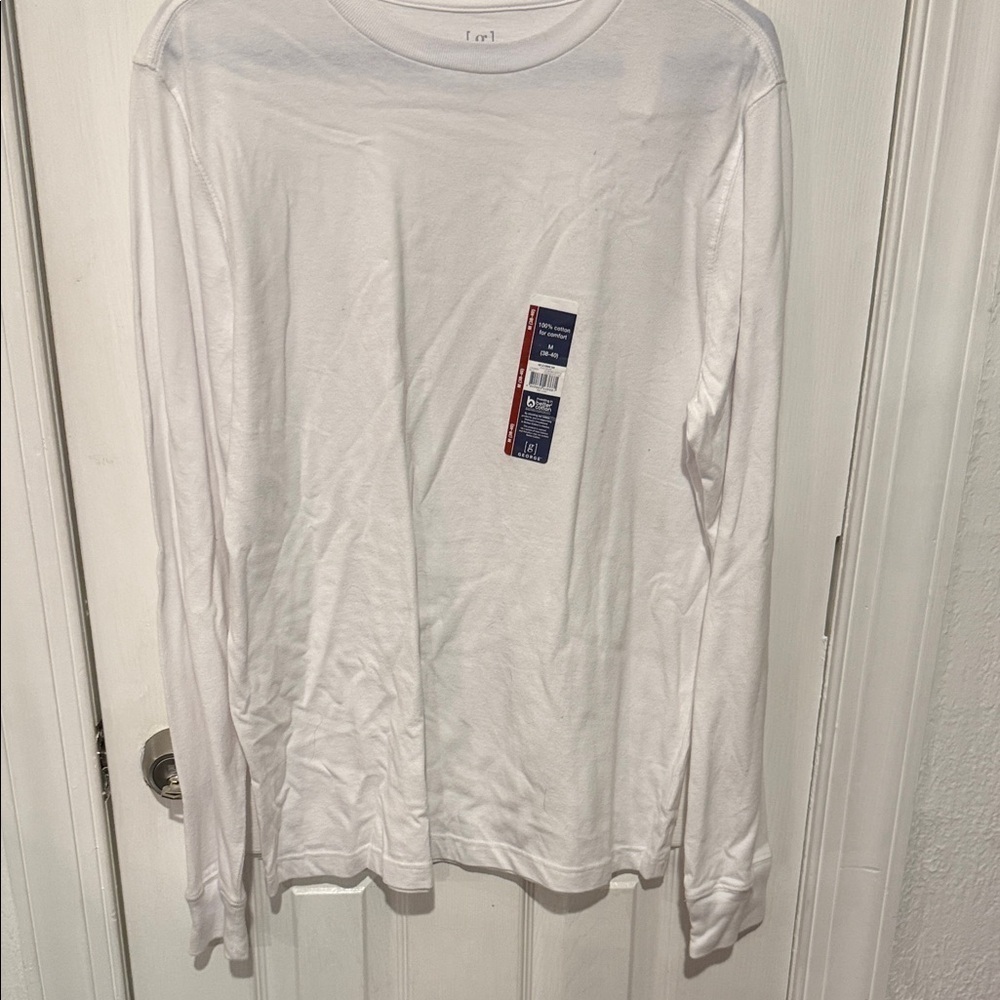 George Men's Crisp White Long Sleeve Tee